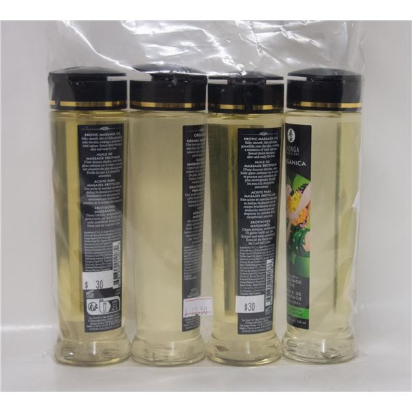 4 NEW BOTTLES OF SHUNGA EROTIC ART MASSAGE OIL