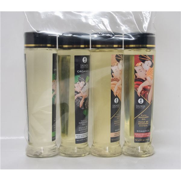 4 NEW BOTTLES OF SHUNGA EROTIC ART MASSAGE OIL