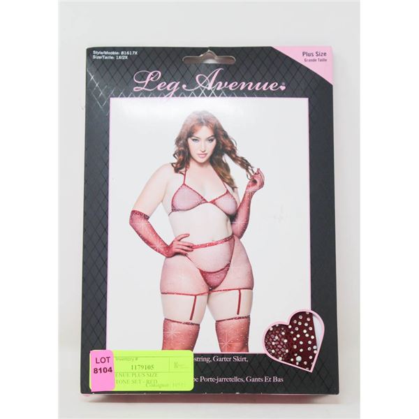 LEG AVENUE PLUS SIZE RHINESTONE SET - RED