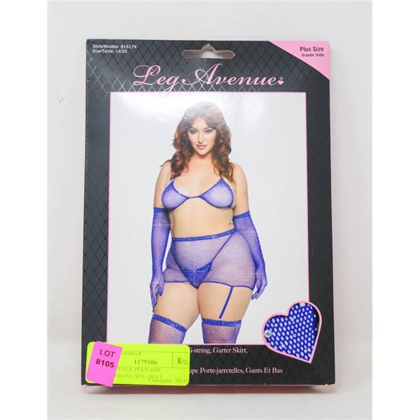 LEG AVENUE PLUS SIZE RHINESTONE SET - BLUE