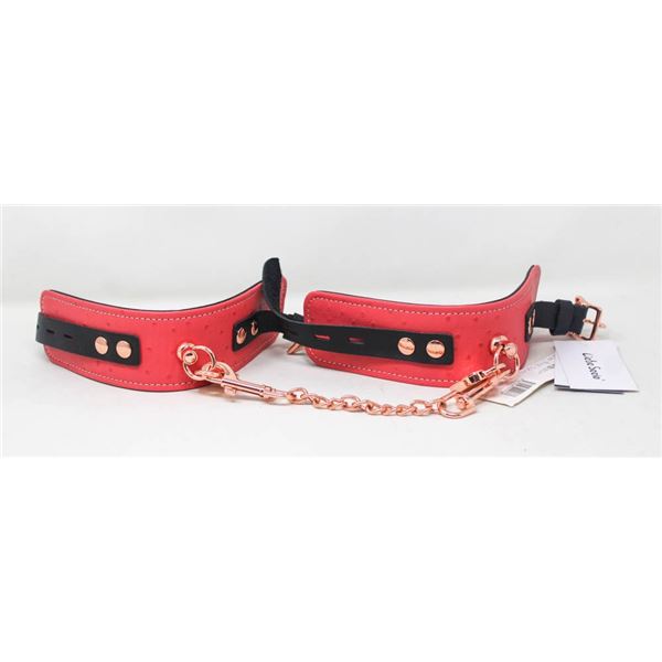 PAIR OF SOFT HOT PINK TONE METAL BUCKLE RESTRAINTS