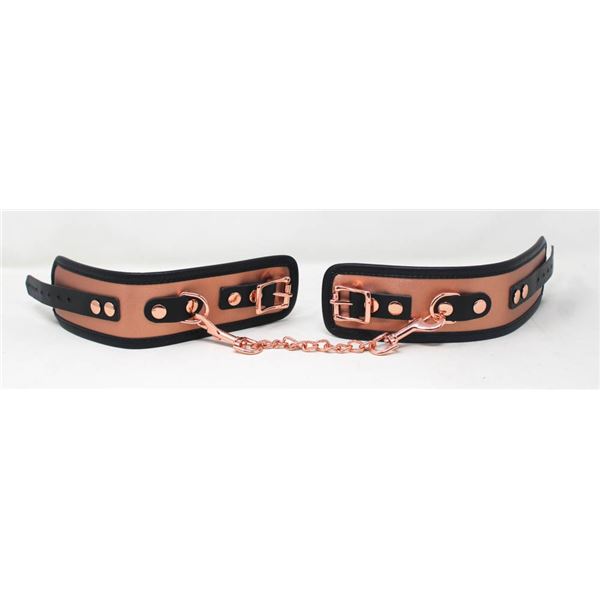 PAIR OF SOFT ROSE TONE METAL BUCKLE RESTRAINTS