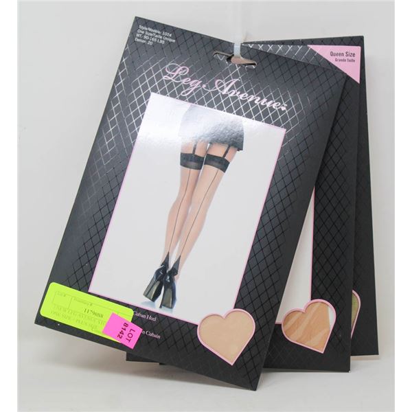 3 NEW LEG AVENUE STOCKINGS ONE SIZE + PLUS SIZE