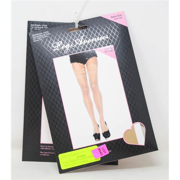 2 LEG AVENUE STAY UP SPANDEX SHEER THIGH HIGHS W.