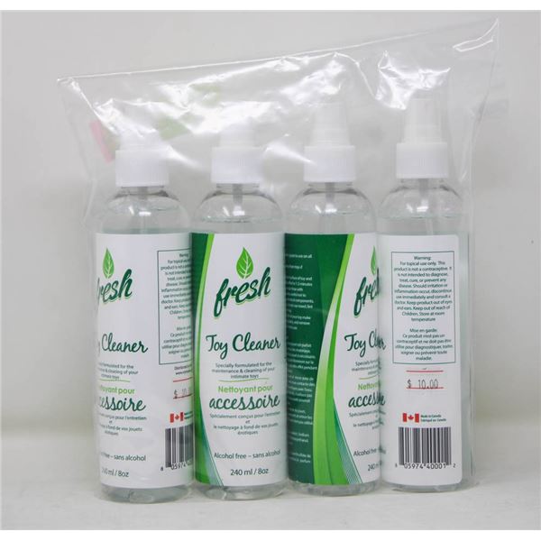 LOT OF 4 FRESH TOY CLEANERS 240ML BOTTLES ALCOHOL