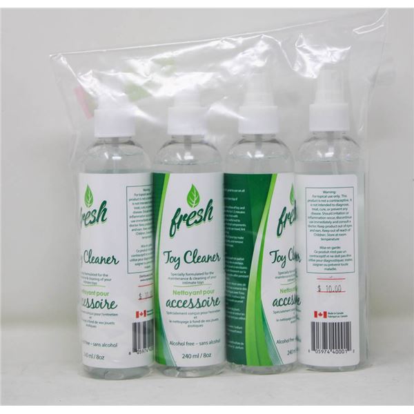 LOT OF 4 FRESH TOY CLEANERS 240ML BOTTLES ALCOHOL