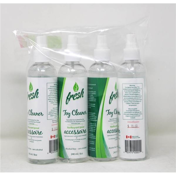 LOT OF 4 FRESH TOY CLEANERS 240ML BOTTLES ALCOHOL