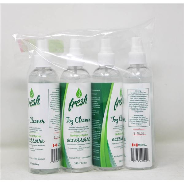 LOT OF 4 FRESH TOY CLEANERS 240ML BOTTLES ALCOHOL