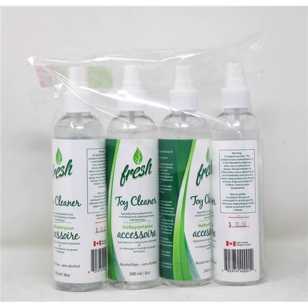 LOT OF 4 FRESH TOY CLEANERS 240ML BOTTLES ALCOHOL
