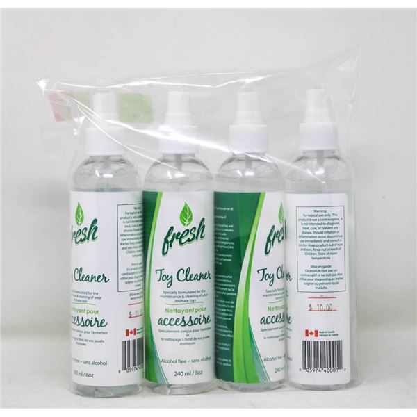 LOT OF 4 FRESH TOY CLEANERS 240ML BOTTLES ALCOHOL