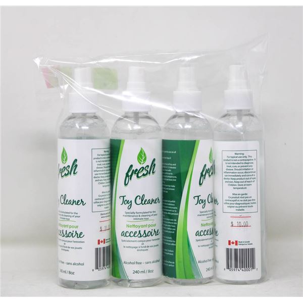 LOT OF 4 FRESH TOY CLEANERS 240ML BOTTLES ALCOHOL