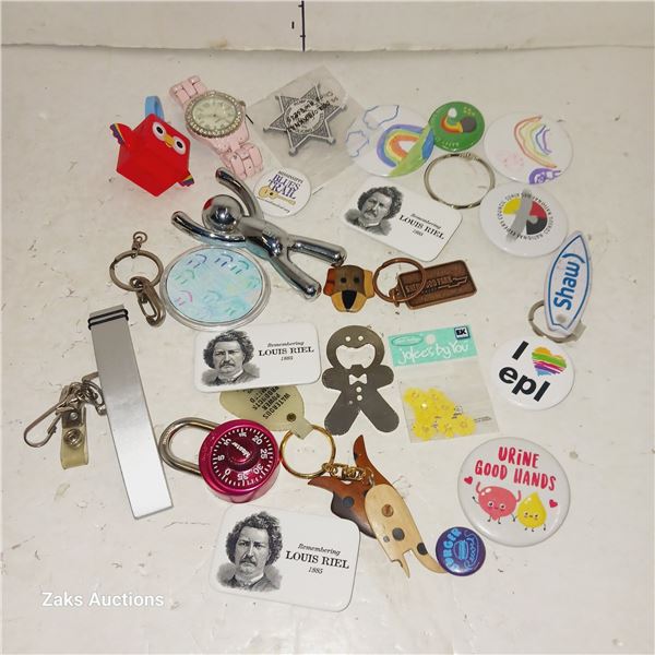 Lot of Button Pins Estate Items Etc