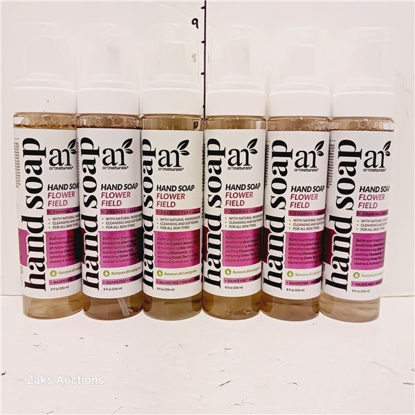 Lot of 6 New Artnaturals Hand Soap - Flower Field