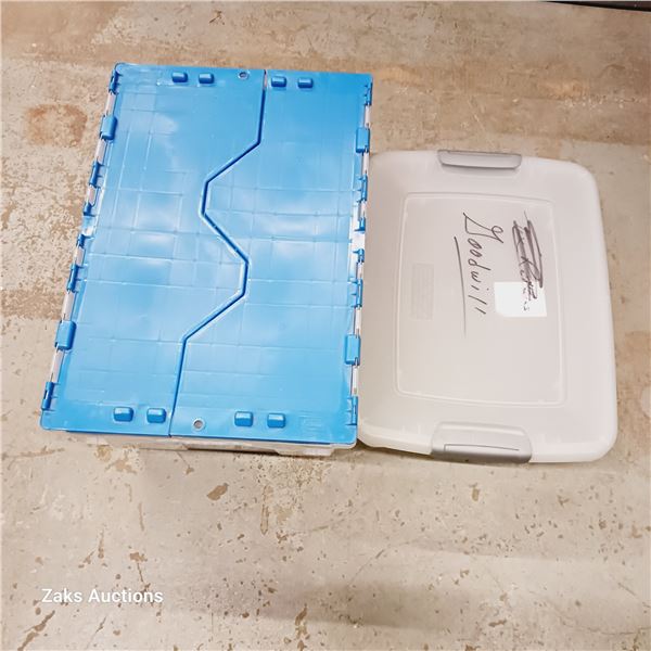 Lot of 2 Plastic Storage Totes