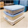 Image 2 : Lot of 3 Long Under The Bed Plastic Storage Totes