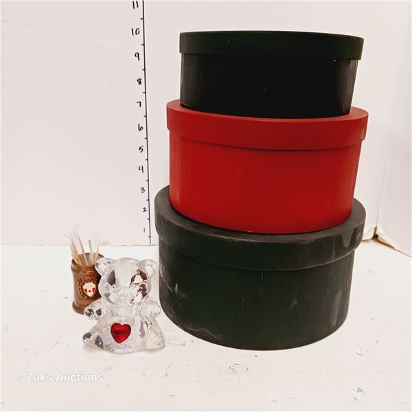 Summit Collection Glass or Crystal Bear; Swarovski Bear in Pieces; Toothpick Holder + Canisters