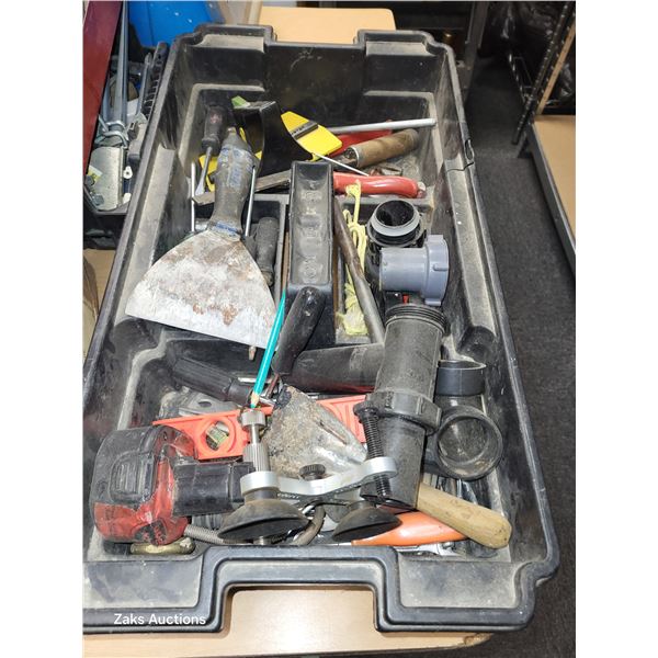 Plastic Box of Various Tools and Hardware & Such