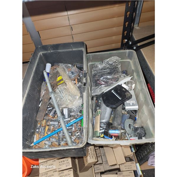 2 Plastic Bins of Sockets & Hardware & Such