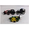 Image 3 : (3) Die Cast Replica Tractors with Moving Parts (Massey Ferguson 3050, Ford 8670, John Deere Riding 