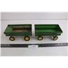 Image 1 : (2) Vintage John Deere Pressed Metal Replica Wagons - As is