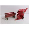 Image 2 : (2) Vintage Farm Toy Implements (Die Cast Case International Mixer Grinder Mill & Pressed Metal Wago