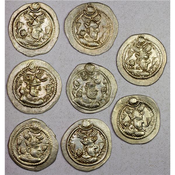 ANCIENT PERSIA: SASANIAN KINGDOM: Peroz, 457-484, LOT of 8 silver drachms