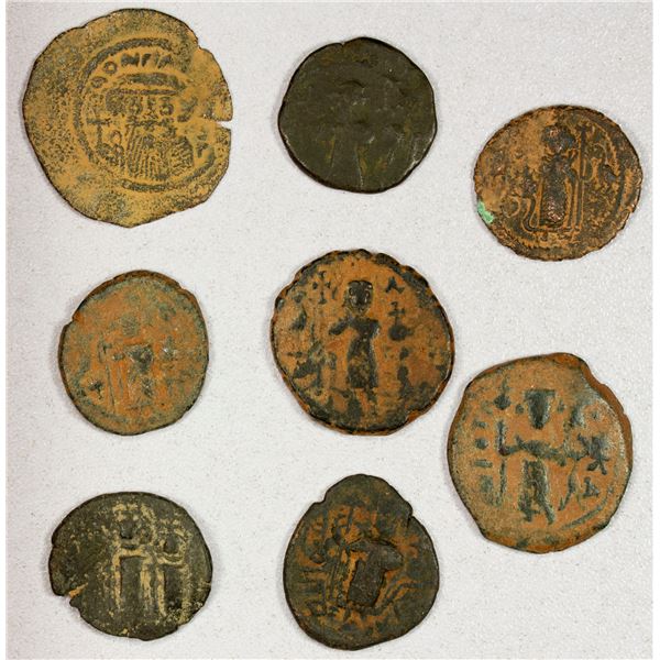 ARAB-BYZANTINE: LOT of 9 copper fulus