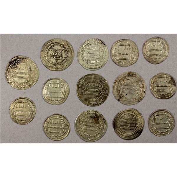 ABBASID, etc.: LOT of 14 silver dirhams