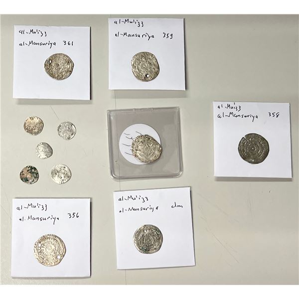 FATIMID: LOT of 6 silver half dirhams