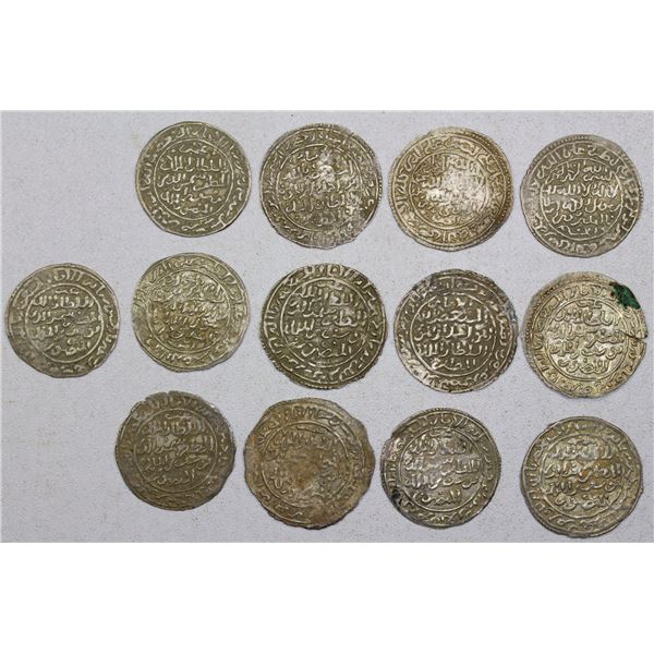 YEMEN: RASULID: LOT of 13 silver dirhams