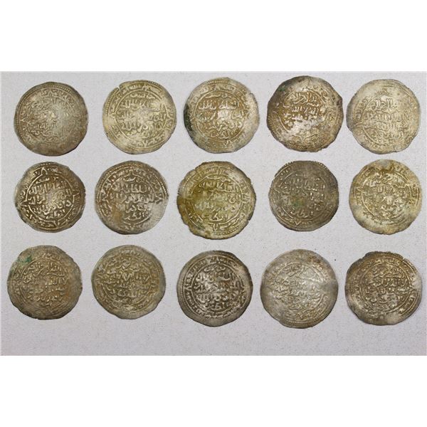 YEMEN: RASULID: LOT of 15 silver dirhams