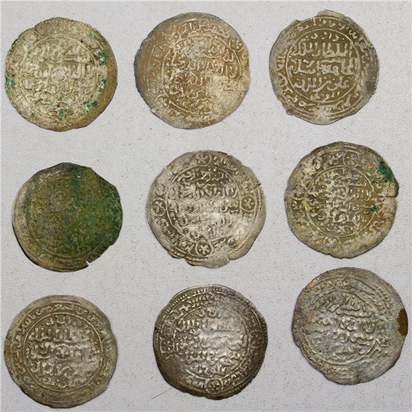 YEMEN: RASULID: LOT of 9 silver dirhams