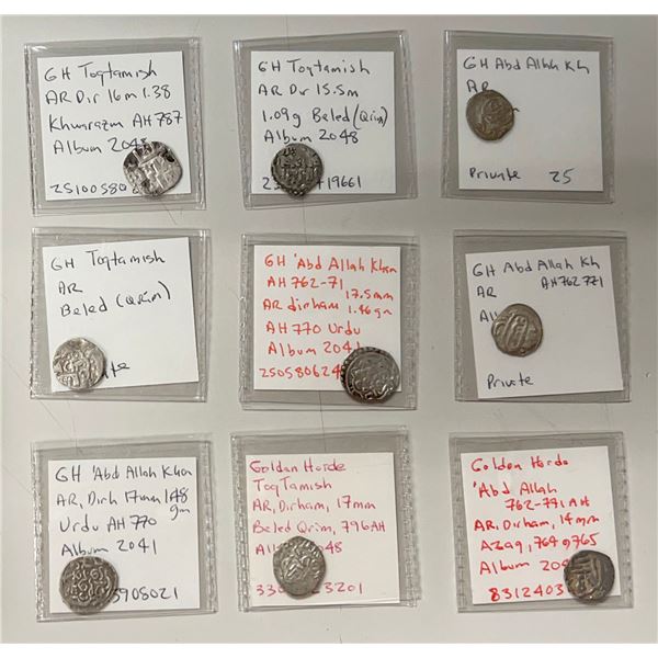 GOLDEN HORDE: LOT of 9 silver coins