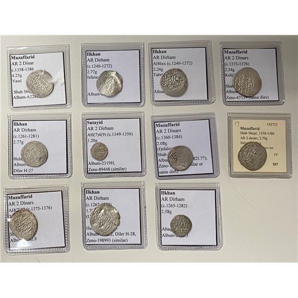 MUZAFFARID, etc.: LOT of 11 silver coins