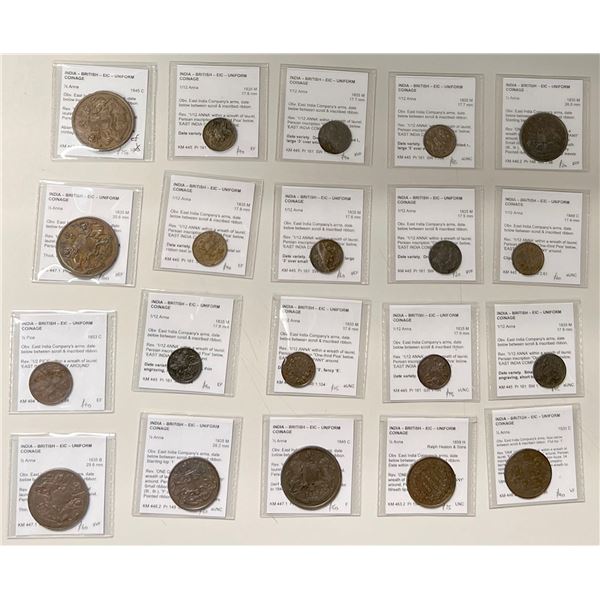 BRITISH INDIA: LOT of 20 copper coins