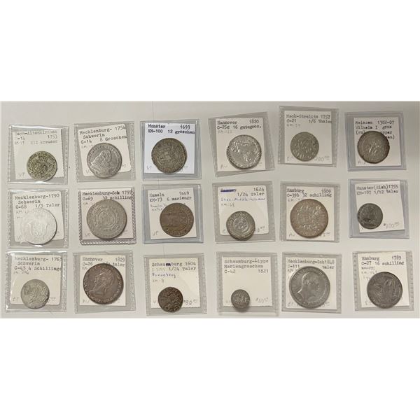 GERMAN STATES: LOT of 18 AR minor coins