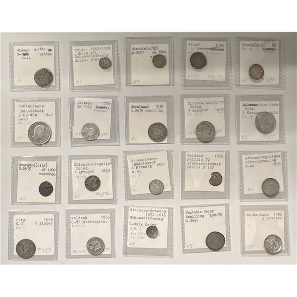 GERMAN STATES: LOT of 20 AR minor coins