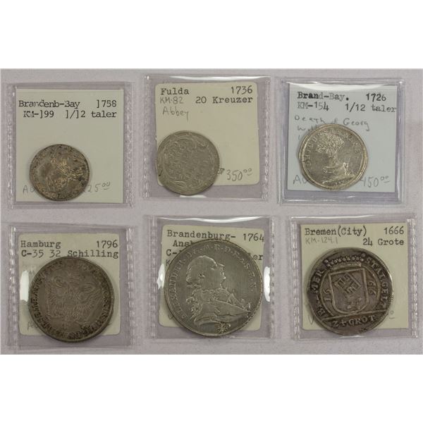 GERMAN STATES: LOT of 6 AR coins