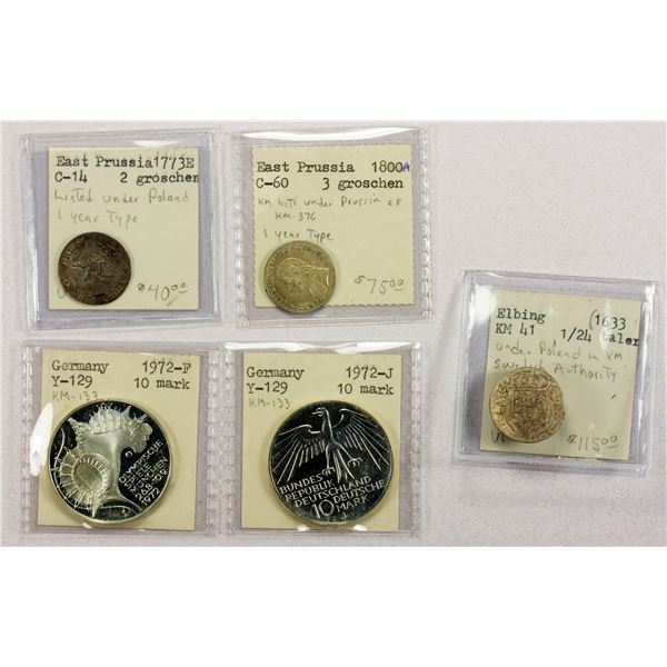 GERMANY AND RELATED: LOT of 5 coins