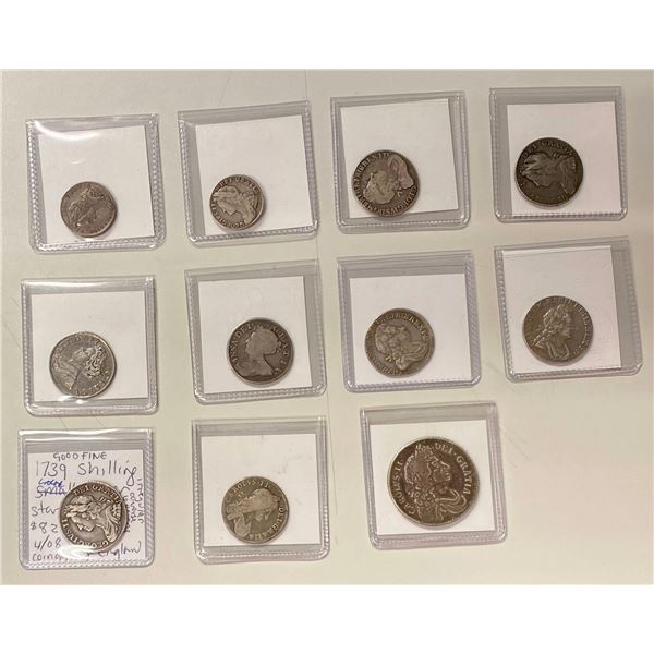 GREAT BRITAIN: LOT of 11 AR coins