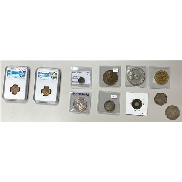GREAT BRITAIN: LOT of 11 coins, tokens, and medals