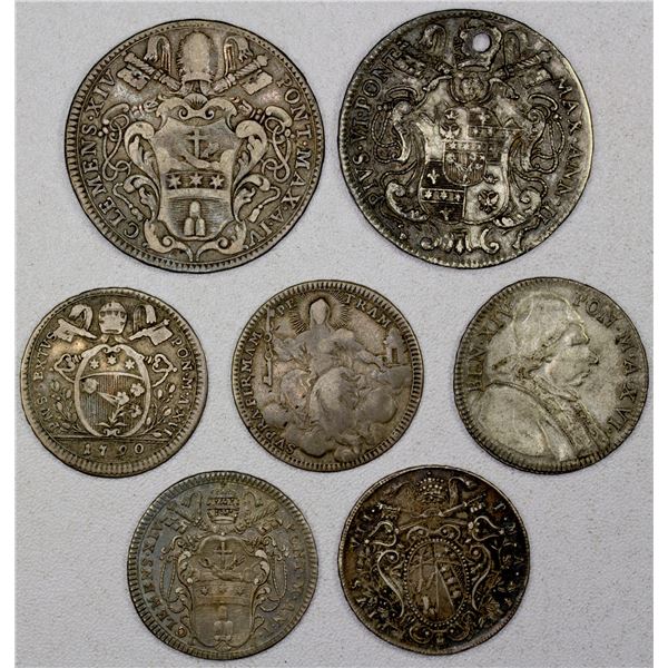 ITALY: PAPAL STATES: LOT of 7 AR coins