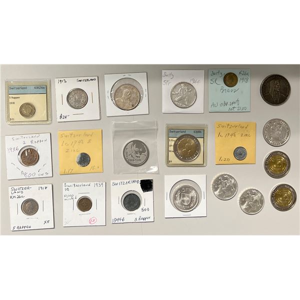 SWITZERLAND: LOT of 20 coins