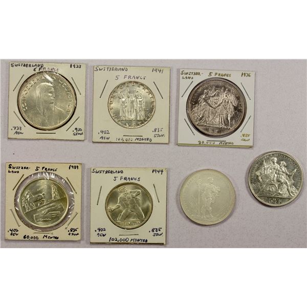 SWITZERLAND: LOT of 7 coins