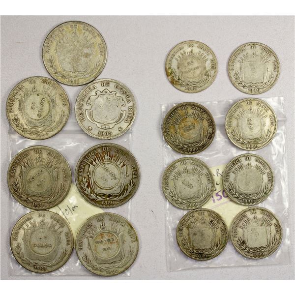 COSTA RICA: LOT of 15 coins