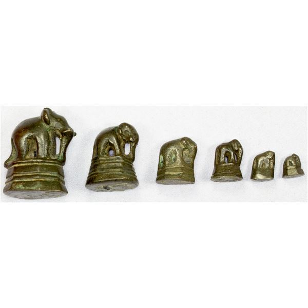 BURMA: SET of 6 bronze opium weights