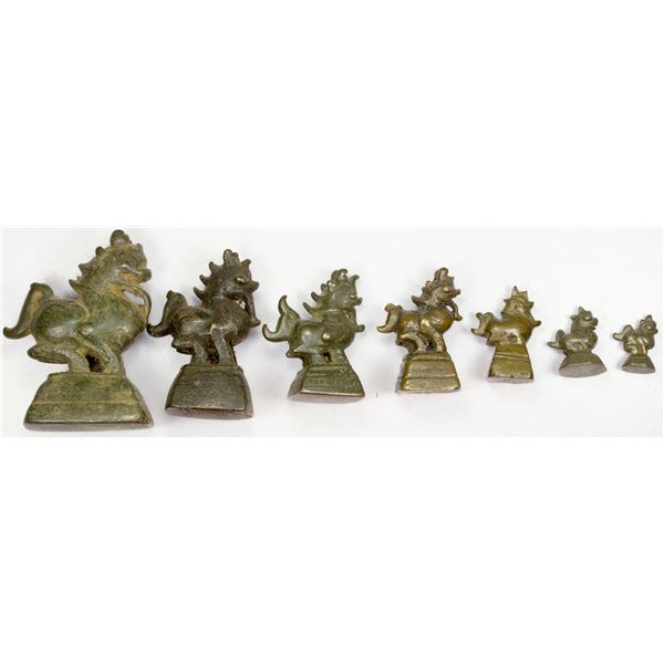 BURMA: SET of 7 bronze opium weights