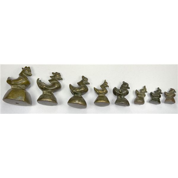BURMA: LOT of 8 bronze opium weights