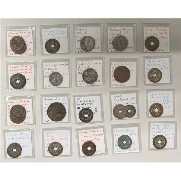 CHINA: SINKIANG: LOT of 23 coins