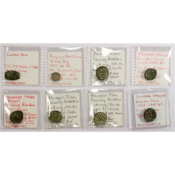 CHINA: SINKIANG: LOT of 8 coins